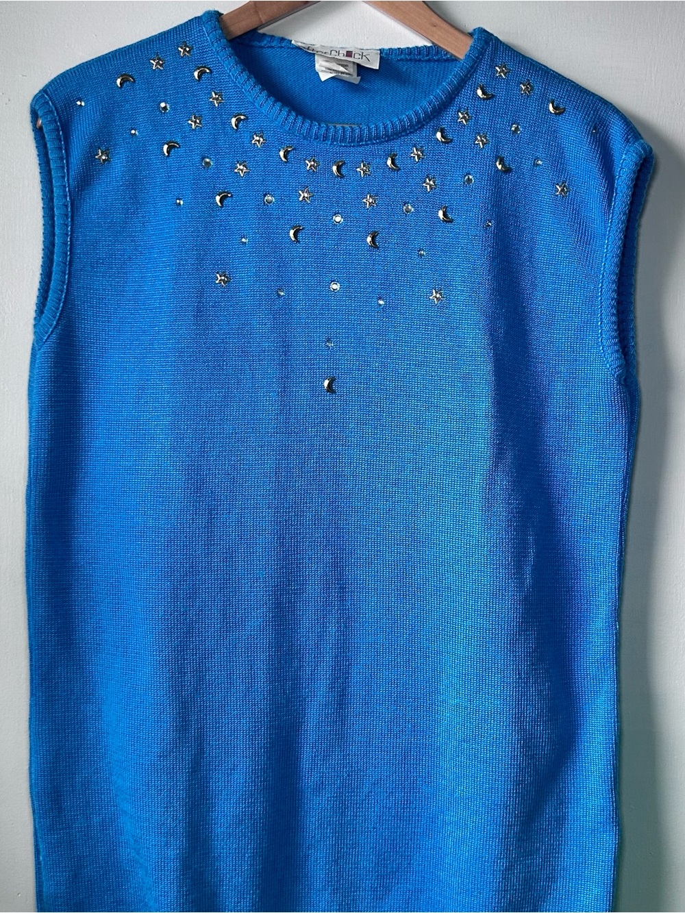 90’s Aftershock Celestial Galaxy Sleeveless Blue Knit Tank Women’s L